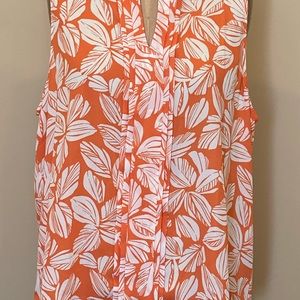 41 Hawthorn Breyson Pleat Detail Split Neck Blouse, Coral, XXL